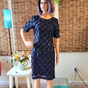 Bagdley Mischka Belle 3D Floral Sequined Dress